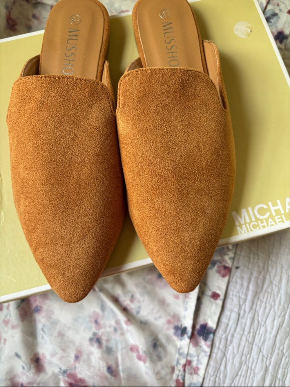 Mustard Suede Pointed-Toe Mule - Women's Slip-On